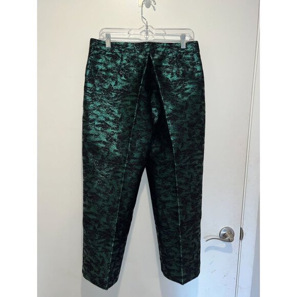 J. Crew Evergreen Jacquard Metallic Cropped Straight Pants Women's Size 8 - Picture 4 of 10